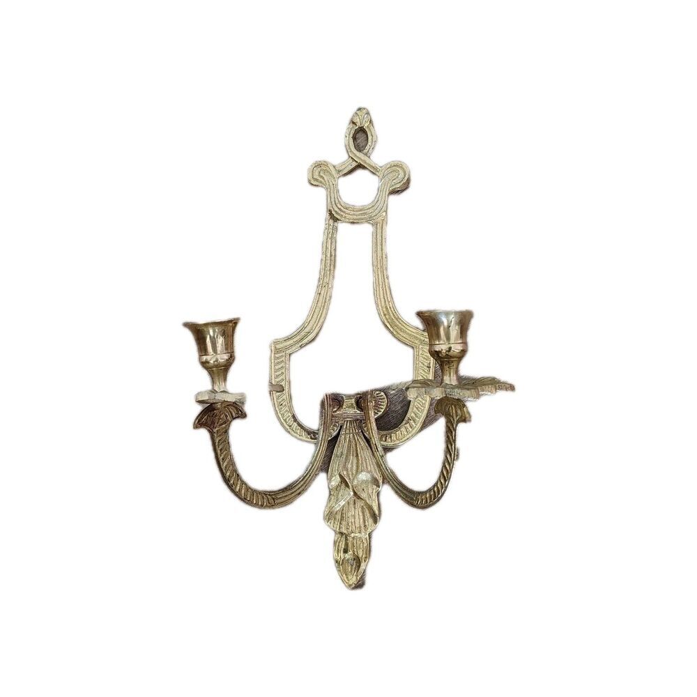 Vintage Classic Deco Style Solid Brass Finish Wall Hanging Sconce Candle Holder